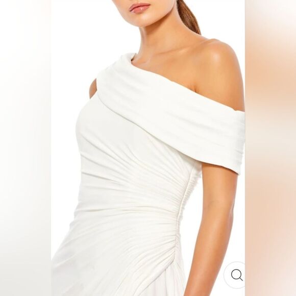 Mac Duggal 26517 Foldover Off-the-Shoulder Slit Gown NWT size 4 White - Picture 3 of 6